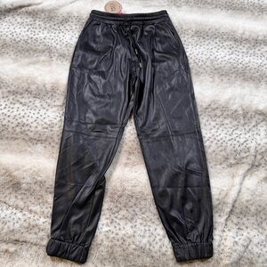 Aaron & Amber Faux Leather Joggers - Black - Size Small - New with Tags!